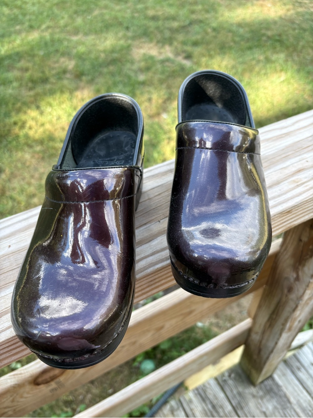 Dansko Glossy Burgundy Slip-On Clogs